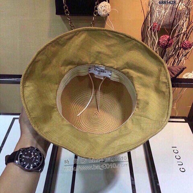 Chanel女士帽子 香奈兒蝴蝶結可折疊禮帽草帽 Chanel遮陽帽  mm1012